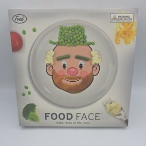 FRED Food Face Ceramic Plate 8" Make Faces with Food NEW